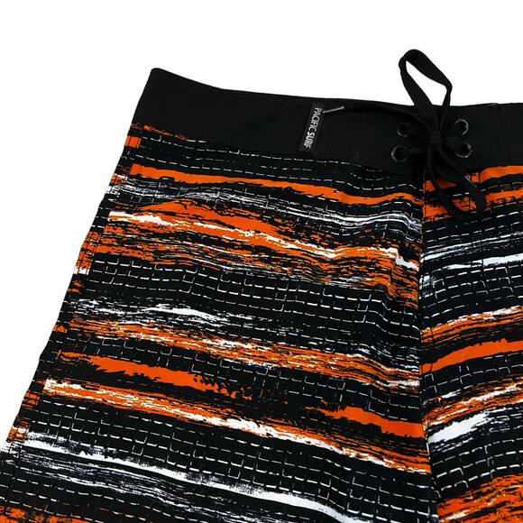 Pacific Surf Black and Orange Printed Swim Trunks Size XXL - Picture 6 of 6